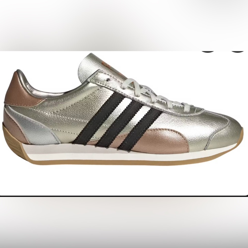 Adidas Women's COUNTRY OG SHOES Metallic Silver and Black Sneakers
